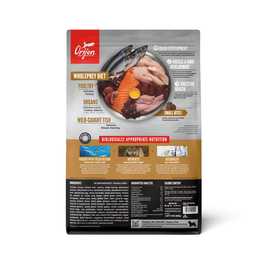 Puppy Dry Dog Food, Grain Free Dry Dog Food for Puppies, Fresh or Raw Ingredients, 4.5lb
