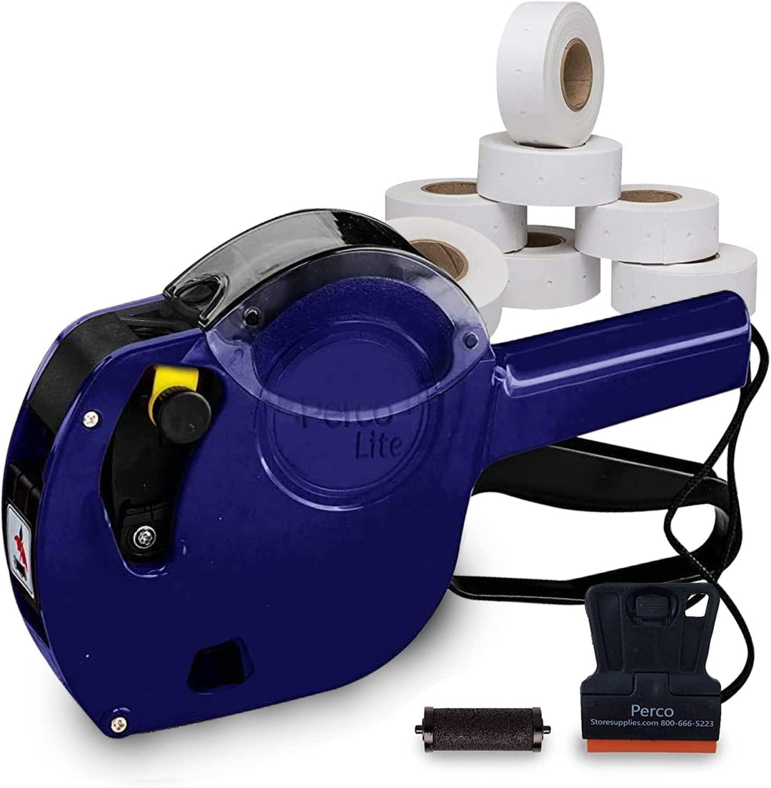 Lite 1 Line Price Gun with Labels Kit - Includes 5,000 Blank White Labels, 2 Ink Rollers, 1 Ink roll and Labels Pre-Loaded