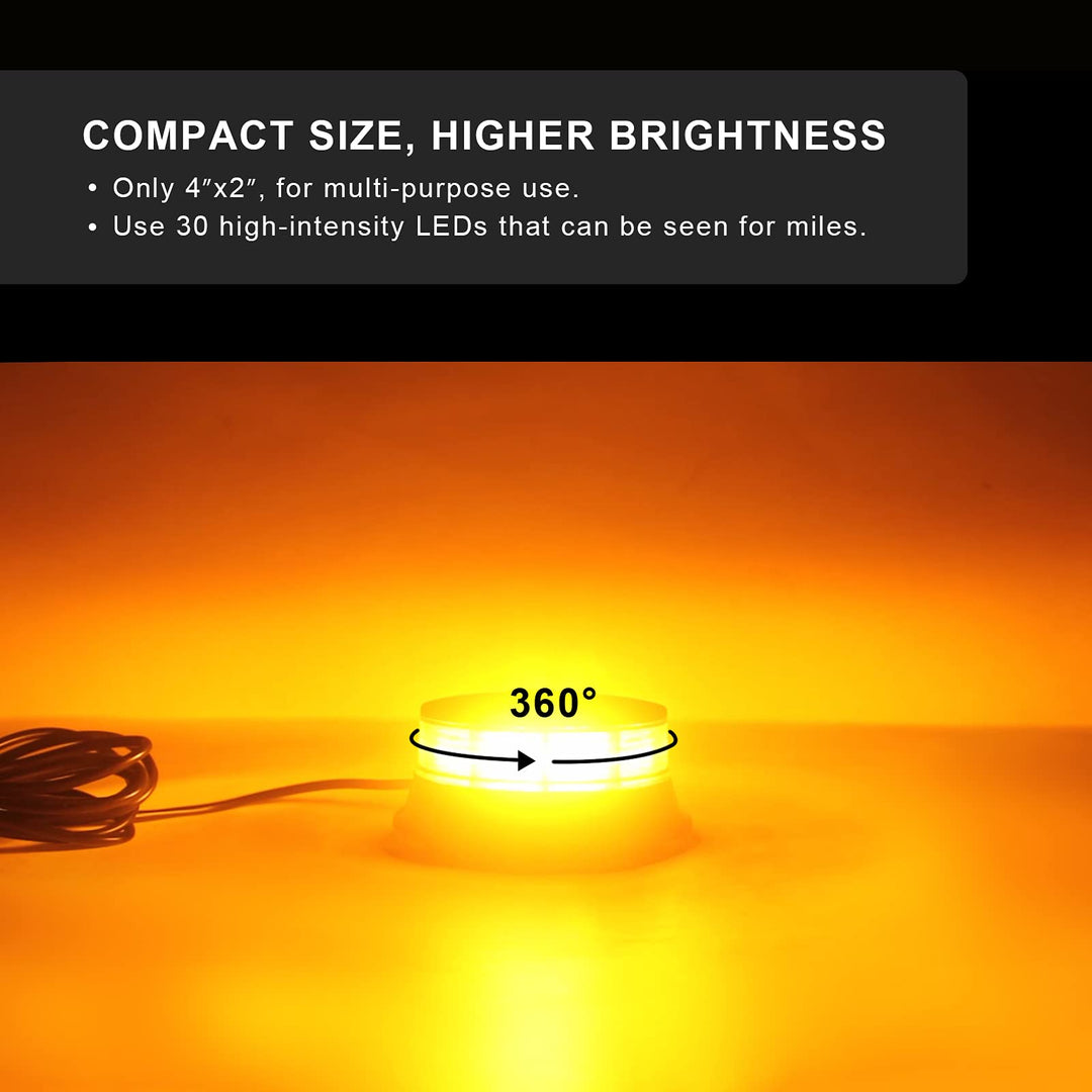 Amber Beacon Light 4.2Inch, 7 Flashing Modes Safety Warning Lights Magnetic, LED Emergency Strobe Lights for Vehicles, Caution Hazard Lights for Truck Tractor Golf Carts Snow Plow Postal Cars