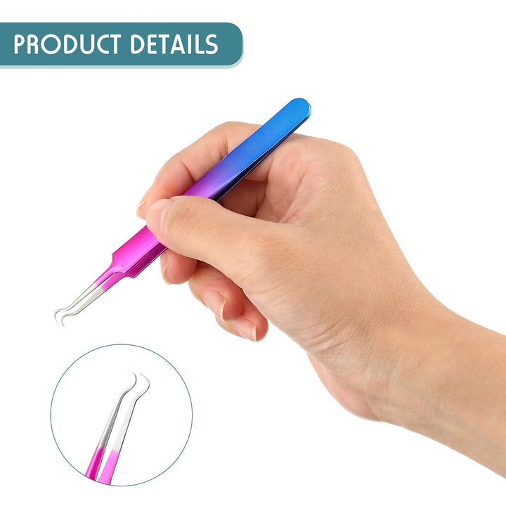 3 Pieces Blackhead Tweezers Acne Blemish Stainless Steel Blemish Extractor Tool for Remove Blackhead Acne Whitehead Pimple Bend Curved Tweezer Skin Blackhead Remover Tools (Rainbow Color)