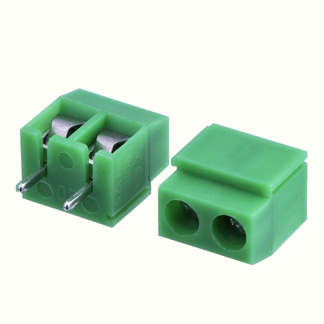 50 Pieces 2 Pin 5 mm Pinch PCB Mount Screw Terminal Block Connector 300V 10A (Green)