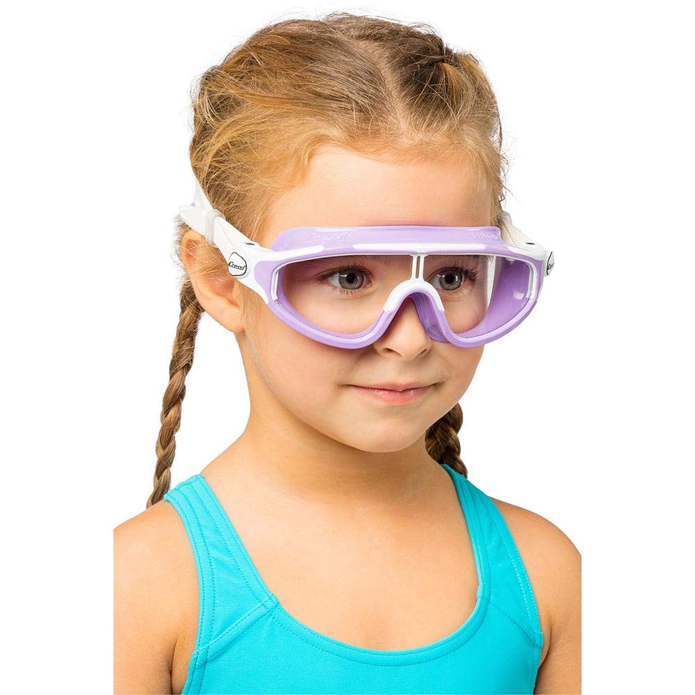 Wide View Swim Mask for Kids aged 2, 3, 4, 5, 6, 7 years old | Baloo made in Italy, Lilac/White