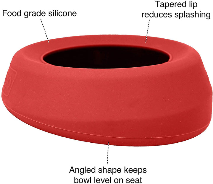 Splash Free Wander Water Bowl, No Spill Dog Travel Bowl, Portable No Mess Water Bowl for Dogs, Splash Less Pet Bowl for Car Travel, Dog Travel Accessories, 24 oz, Chili Red