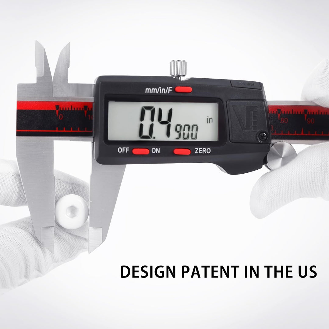 Digital Caliper, DCLA-0605 0-6 Inch/150mm, Inch/Millimeter/Fraction Conversion, Stainless Steel, Large LCD Screen
