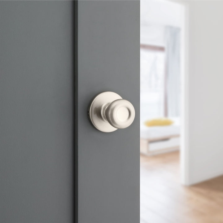 Tylo Interior Passage Door Knob, Handle For Closet and Hallway Doors, Non-Locking Doorknob in Satin Nickel, with Microban Protection, 1 Count (Pack of 1)