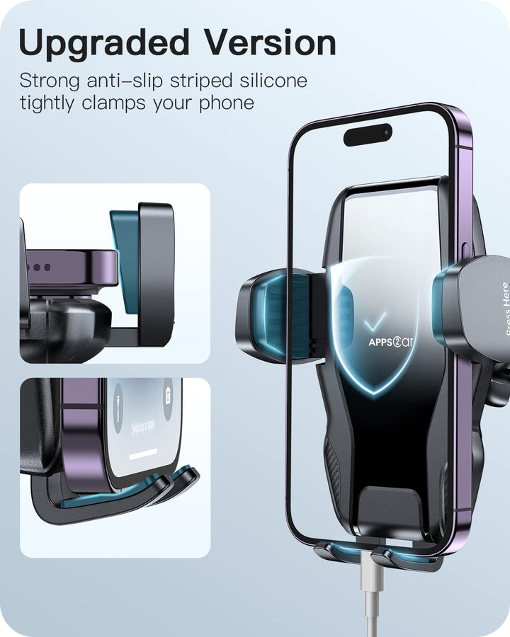 Phone Holder for Car Windshield/Dashboard/Window, Cell Phone Mount for Car Truck, Compatible with iPhone, Samsung, Google, LG and More