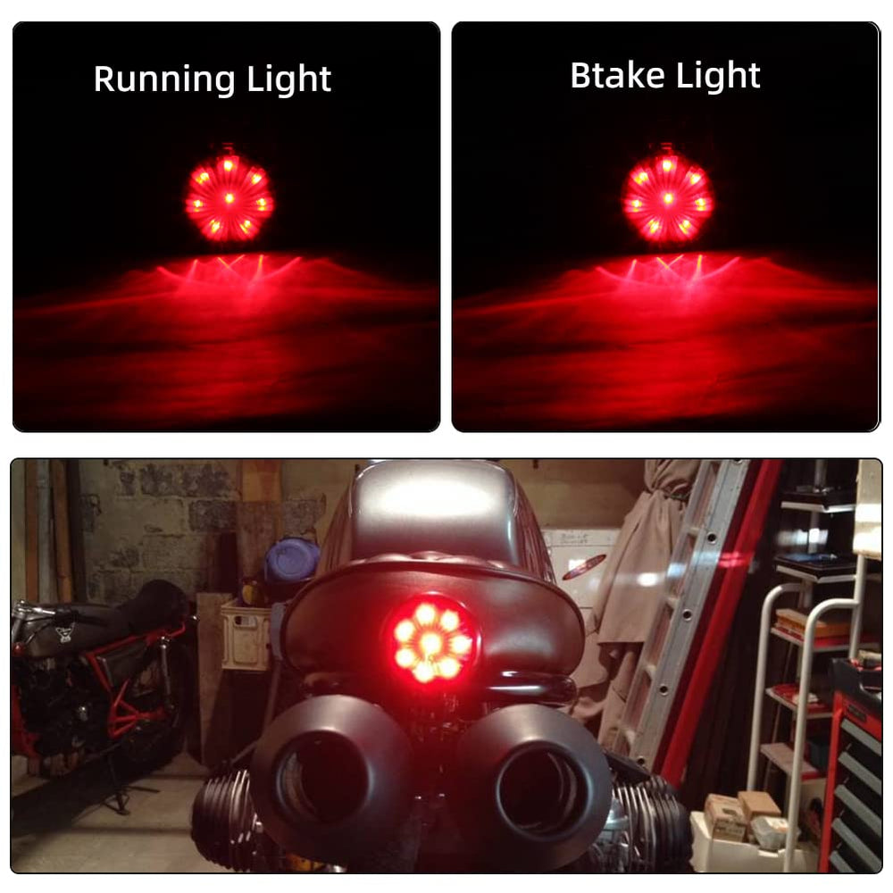 Motorcycle Tail Light Red 8 LED Stop Lamp Compatible With Chopper Bobber Cafe Racer Bike
