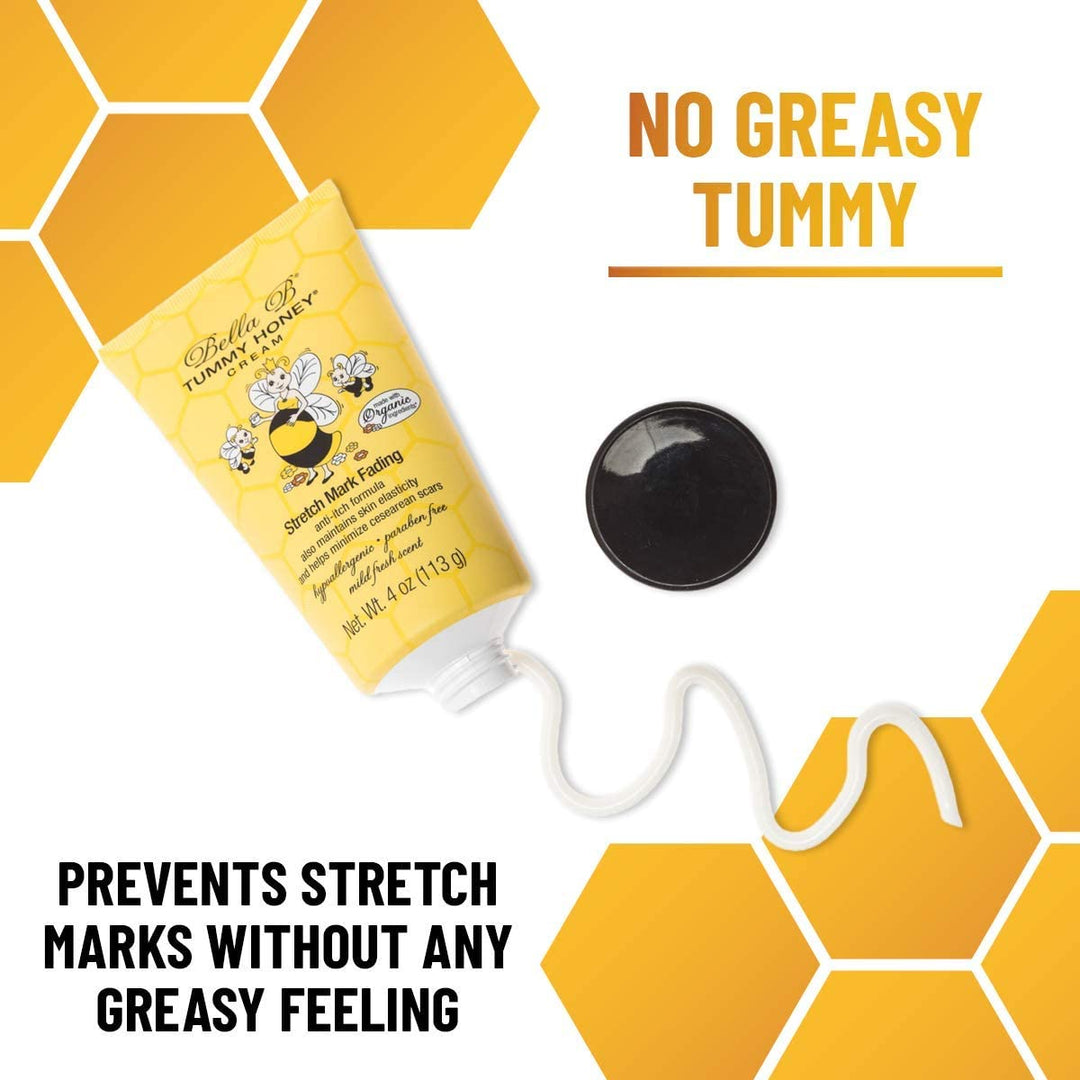 BELLA B NATURALS Tummy Honey Cream 4oz - Tummy Cream For Fading Stretch Marks - Pregnancy Cream To Prevent Stretch Marks - Stretch Marks Cream For Pregnancy - Pregnancy Stretch Mark Prevention
