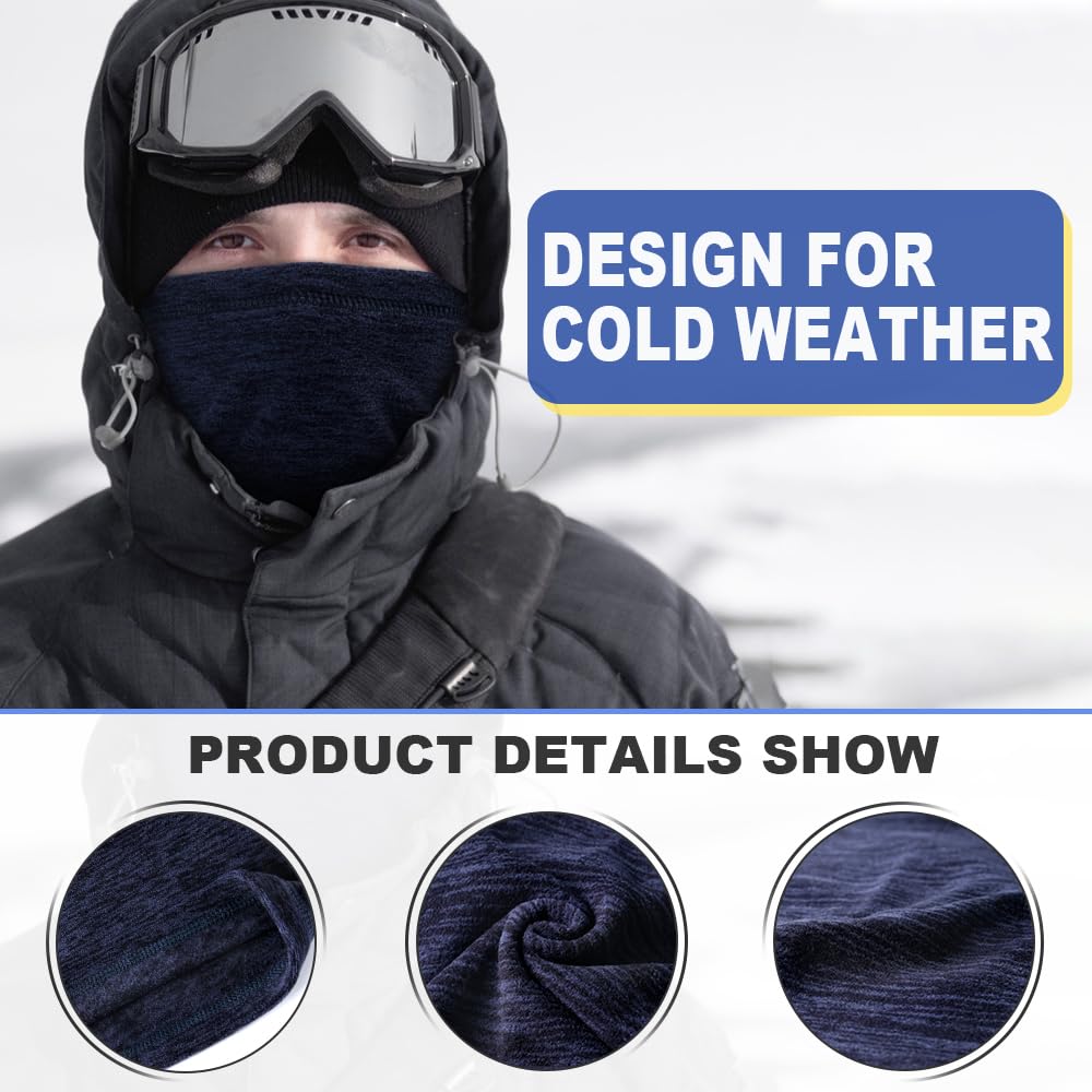 Windproof Fleece Neck Warmer Scarf Face Mask Cover Bandana for Cold Weather Keep Warm Gear Winter Outdoor Sports Snowboard Skiing Cycling Hunting Fishing Men Women Grey & Royal Blue