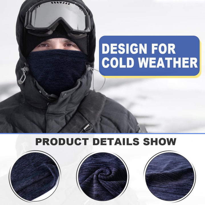Windproof Fleece Neck Warmer Scarf Face Mask Cover Bandana for Cold Weather Keep Warm Gear Winter Outdoor Sports Snowboard Skiing Cycling Hunting Fishing Men Women Grey & Royal Blue