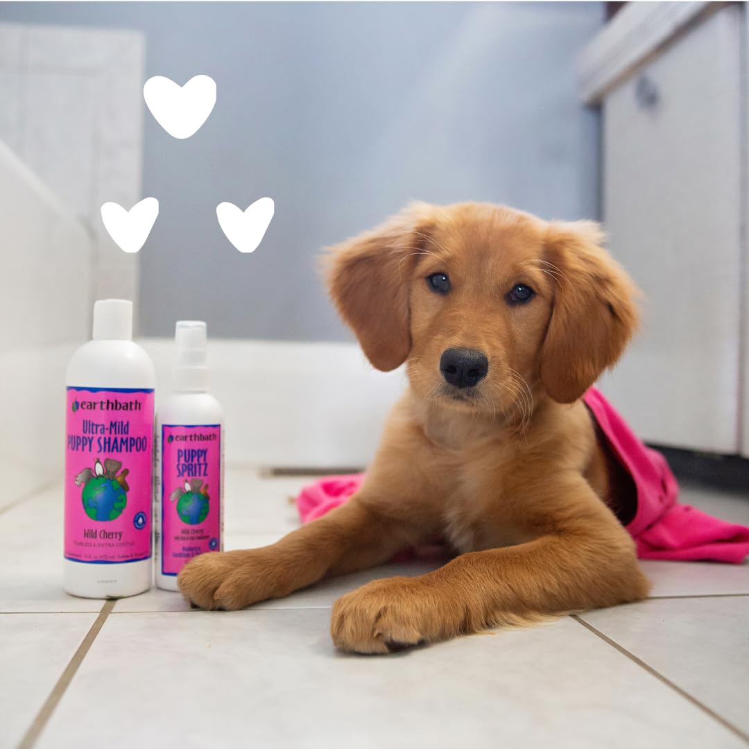 , Ultra-Mild Wild Cherry Puppy Shampoo - Extra Gentle & Tearless Dog Shampoo, Made in USA, Deodorizing Dog Wash, Cruelty Free Puppy Supplies, Shampoo for Smelly Dogs - 16 Oz (1 Pack)