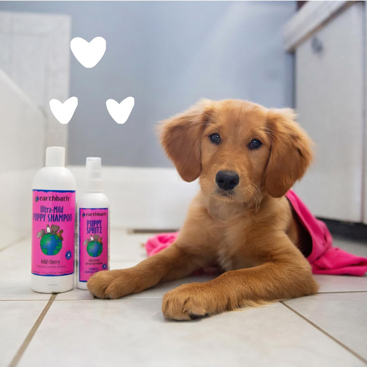 , Ultra-Mild Wild Cherry Puppy Shampoo - Extra Gentle & Tearless Dog Shampoo, Made in USA, Deodorizing Dog Wash, Cruelty Free Puppy Supplies, Shampoo for Smelly Dogs - 16 Oz (1 Pack)
