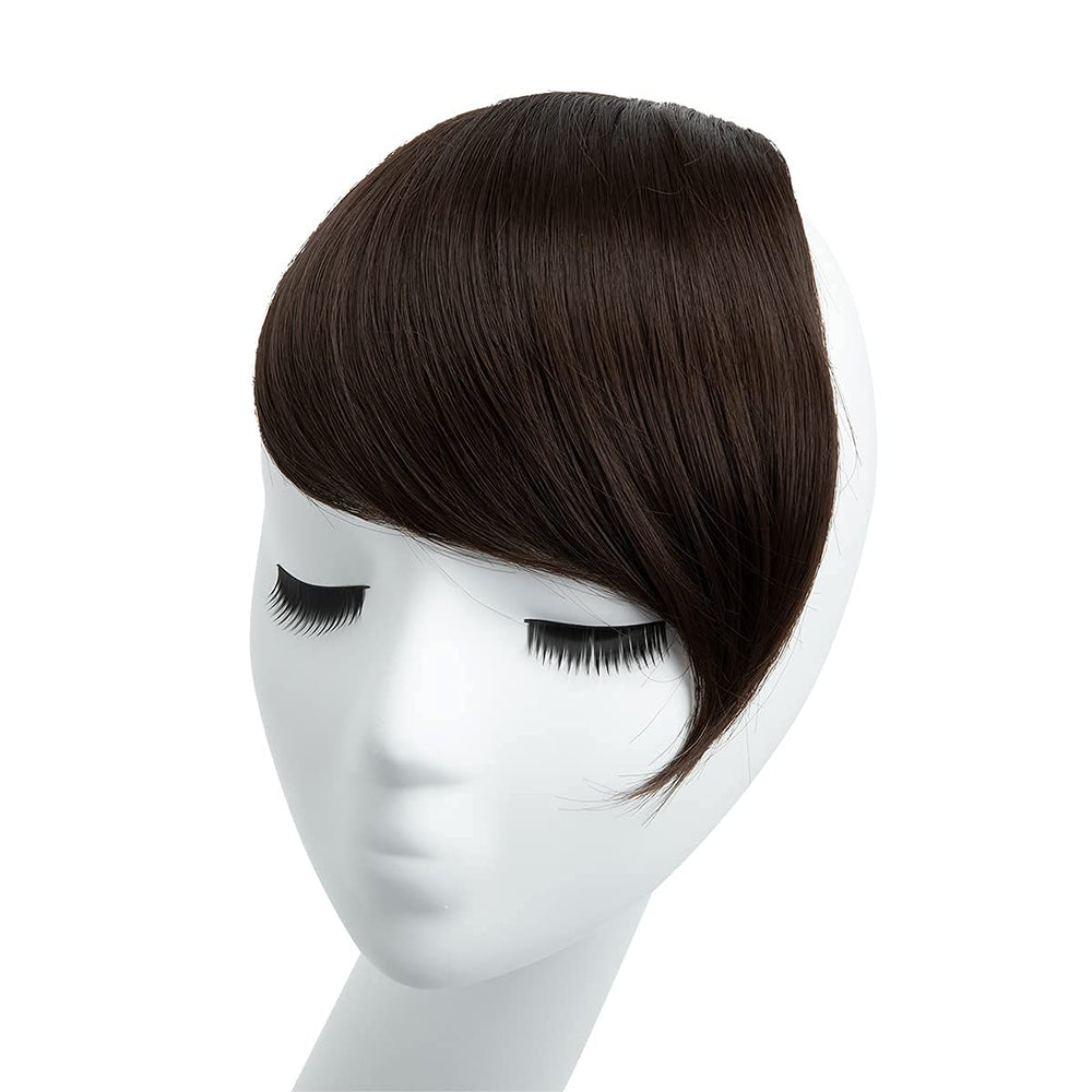 6# medium brown : Synthetic Bang Hairpieces Clip In Side Swept Bangs Extension B2 (6# medium brown)