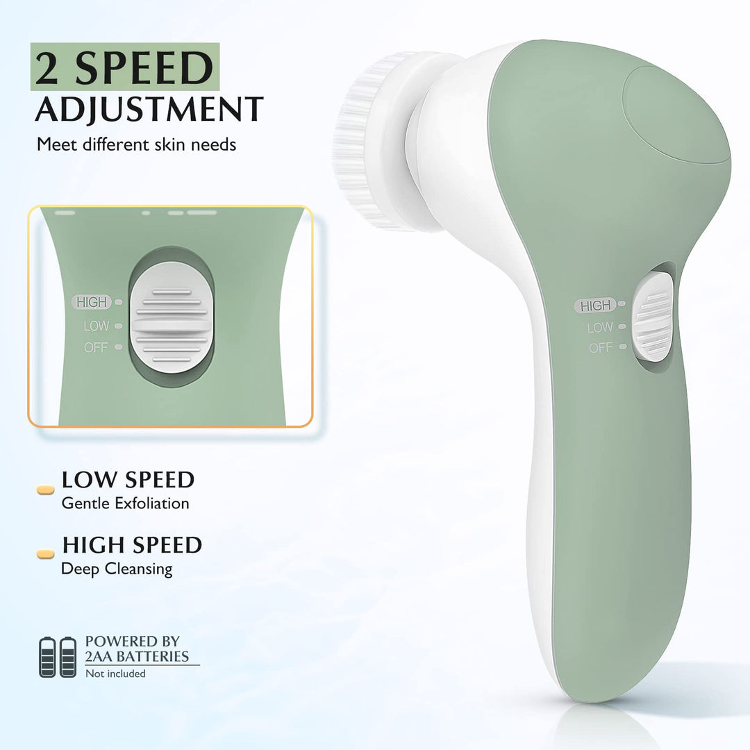 Facial Cleansing Brush Silicone Face Scrubber: 7 in 1 FBS-D Electric Exfoliating Rotating Massage Device Waterproof Deep Cleaning Exfoliation Spa Machine - Electronic Skin Care Wash System