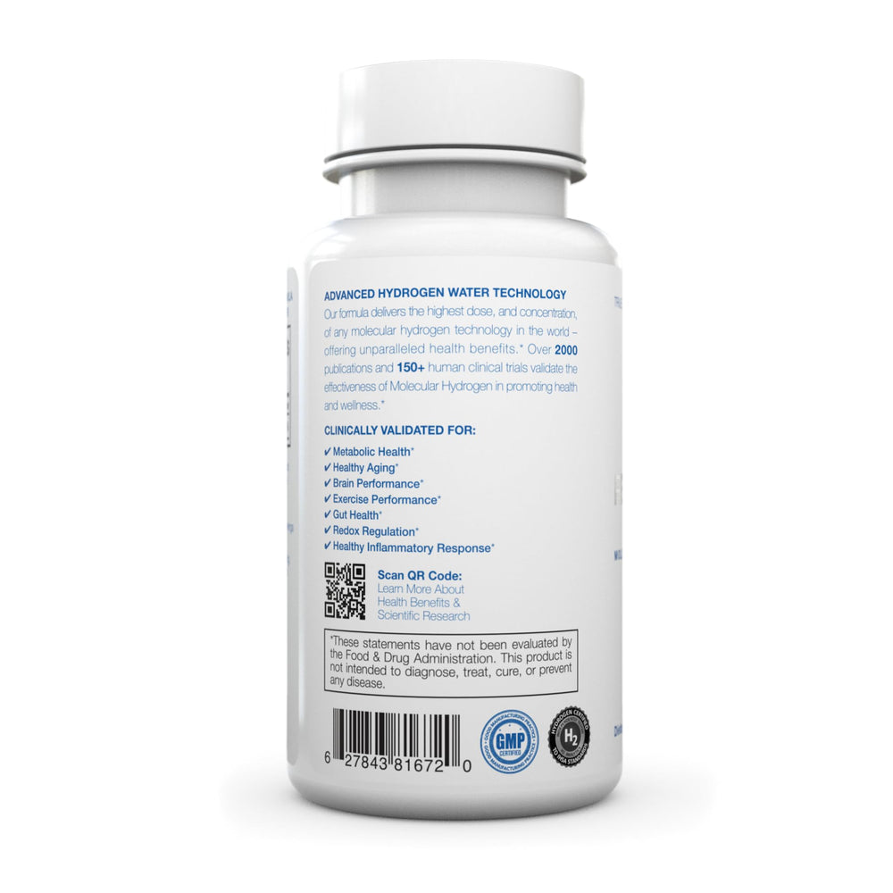 Rejuvenation Molecular Hydrogen Tablets with Magnesium: Highest Dose and Concentration, Supports Gut, Liver, Brain, Cardiovascular, Mitochondrial Health - Unflavored