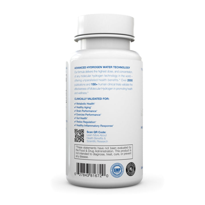 Rejuvenation Molecular Hydrogen Tablets with Magnesium: Highest Dose and Concentration, Supports Gut, Liver, Brain, Cardiovascular, Mitochondrial Health - Unflavored