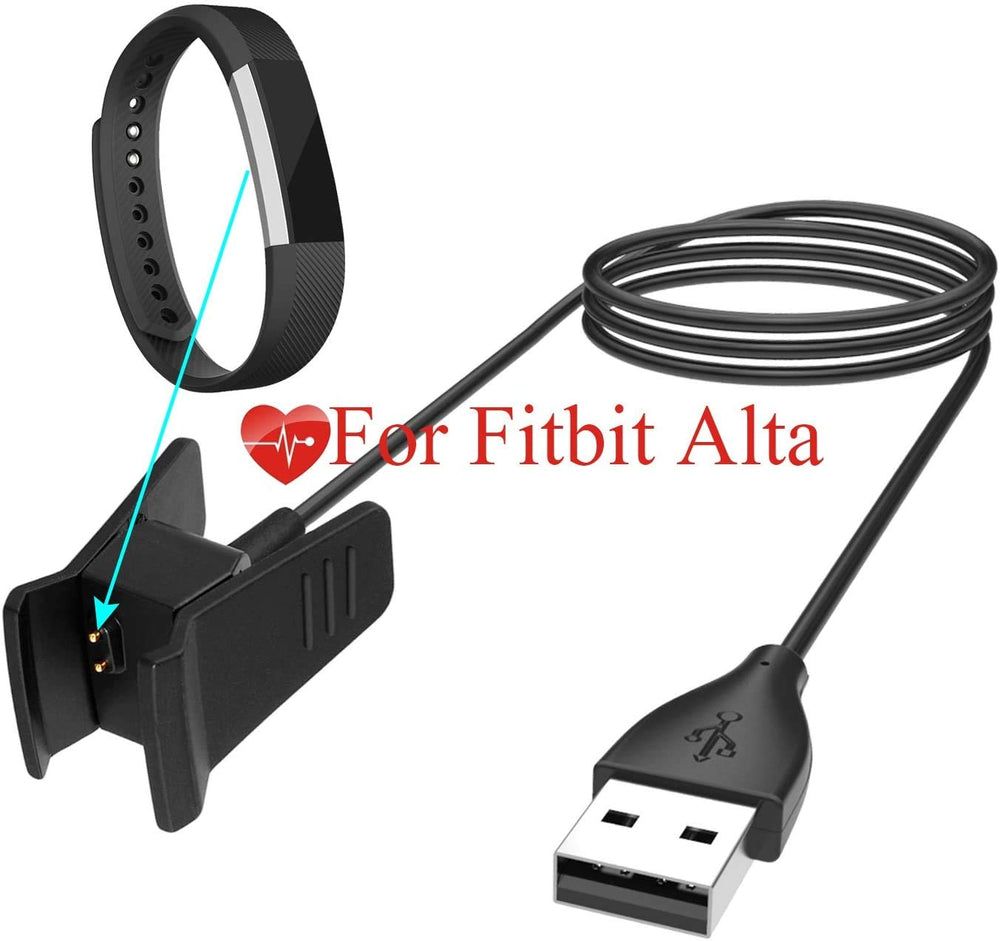 Compatible for Fitbit Alta Charger, 1-Pack 3.3ft/1m Replacement USB Charging Cable Cord Charger Cradle Dock Adapter for Fitbit Alta and Fitness Wristband Smart Watch (Black-1 Pack)