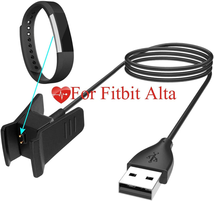 Compatible for Fitbit Alta Charger, 1-Pack 3.3ft/1m Replacement USB Charging Cable Cord Charger Cradle Dock Adapter for Fitbit Alta and Fitness Wristband Smart Watch (Black-1 Pack)