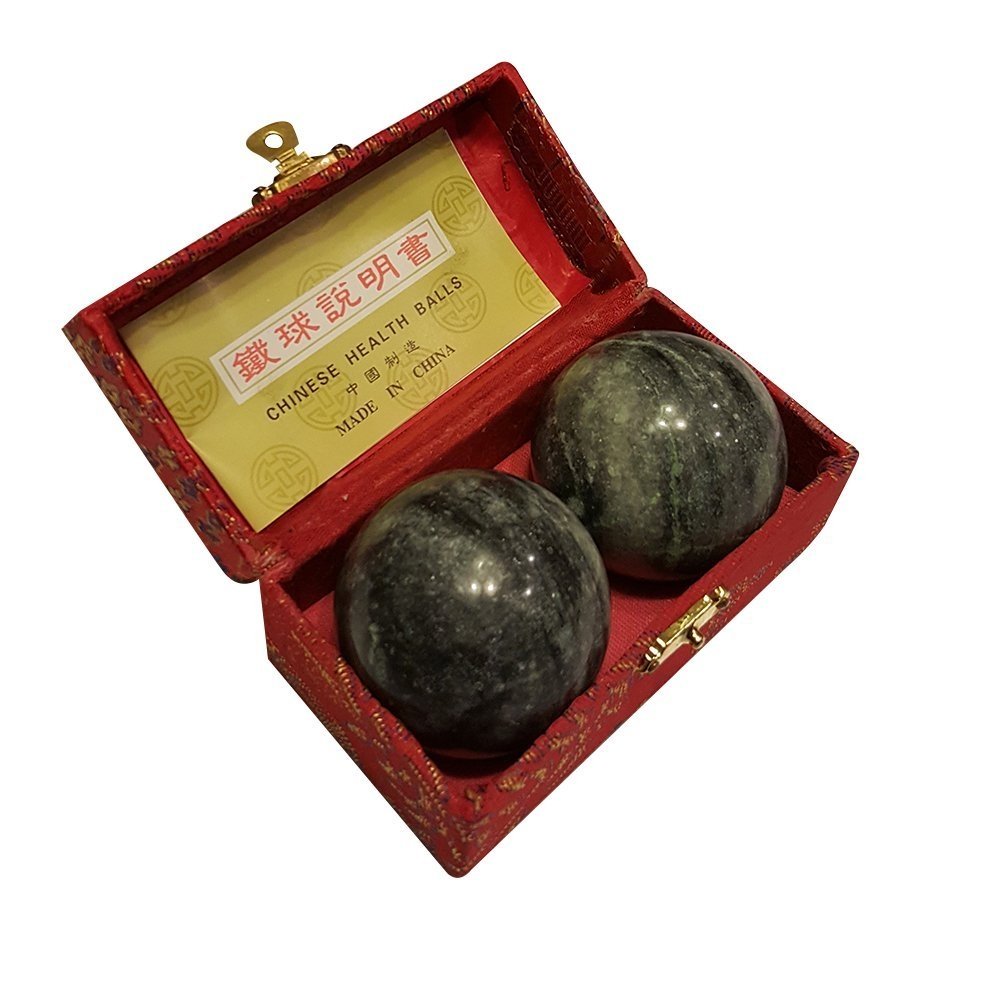THY COLLECTIBLES Black Marble Stone Chinese Healthy Exercise Massage Baoding Balls