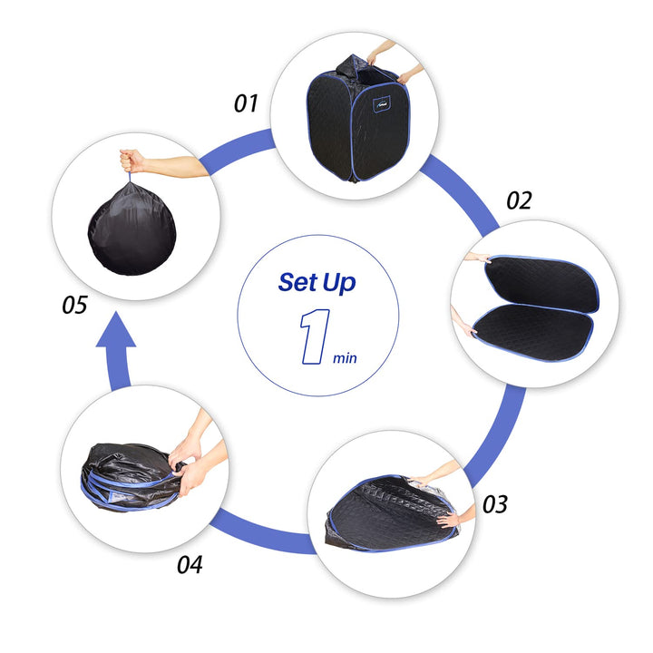 Portable Folding Steam Sauna with 1000W&2.6L steam Generator, Personal Sauna Tent for Relaxation, Fast Heating in 6 Min, with Remote Control, Black