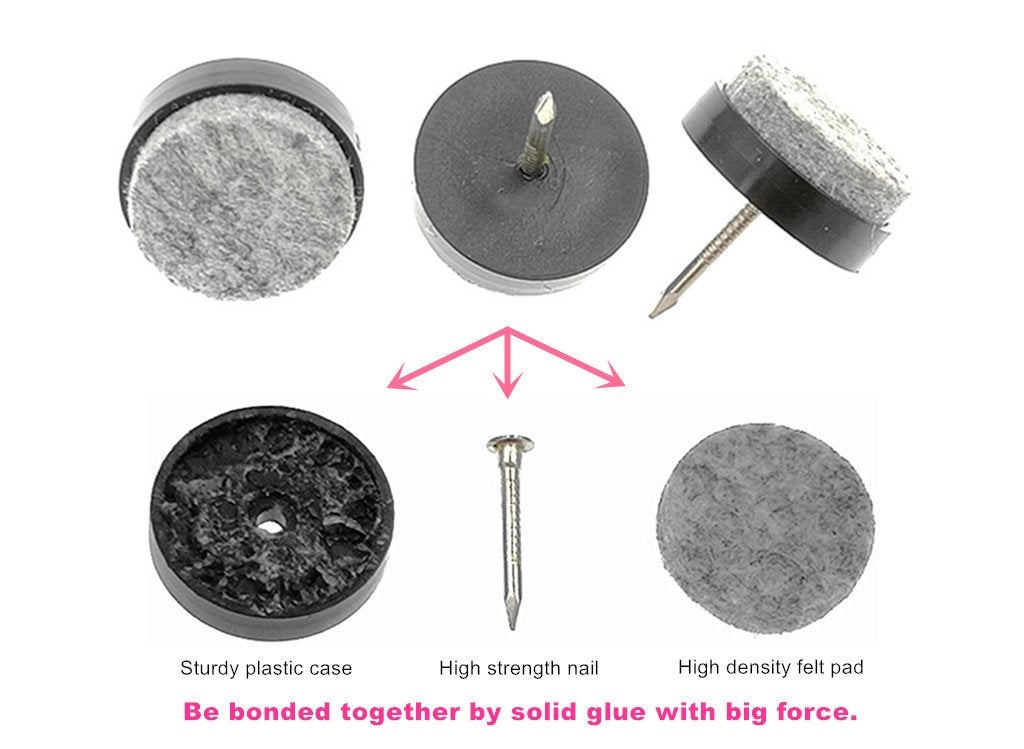 40pcs Furniture Felt Pad Heavy Duty Nail-on Chiar Slider Glide Pad Floor Protector for Wooden Furniture Chair Tables Leg Feet(F18mm or 0.7;Black)
