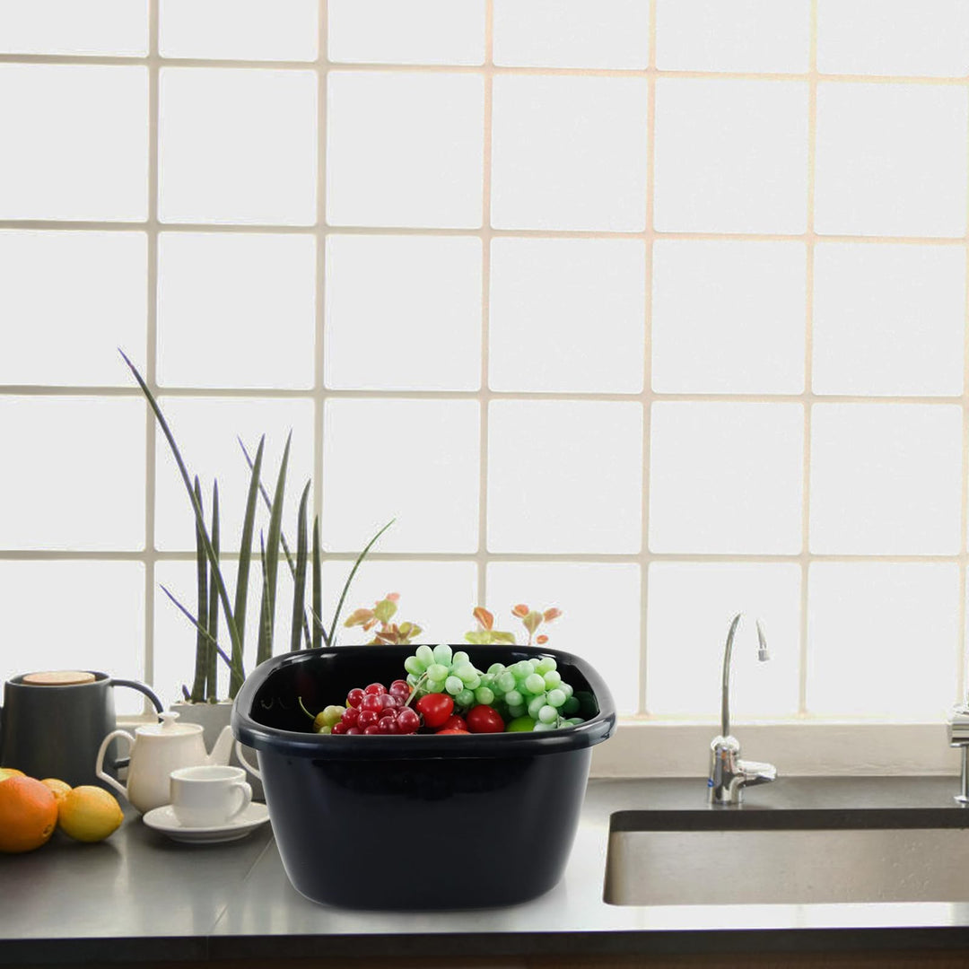 2-Pack Large Plastic Square Wash Basin, Black Dish Pan (18 Quart)