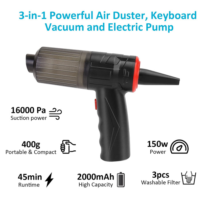Cordless Handheld Vacuum, Electric Air Duster, Mini Vacuum Strong Suction to Keep All Sort of Electronics Dust Free, Blasting Dust Out of Gaming PC, Car and More Devices