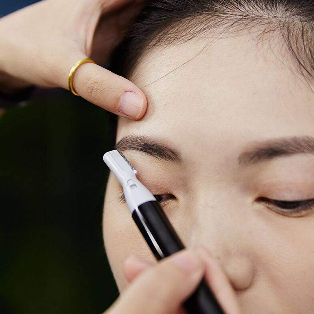 Portable Electric Lady Facial Trimmer Shaver Eyebrow Shaper Pen Hair Remover Removal Safety Beauty Knife (Black)