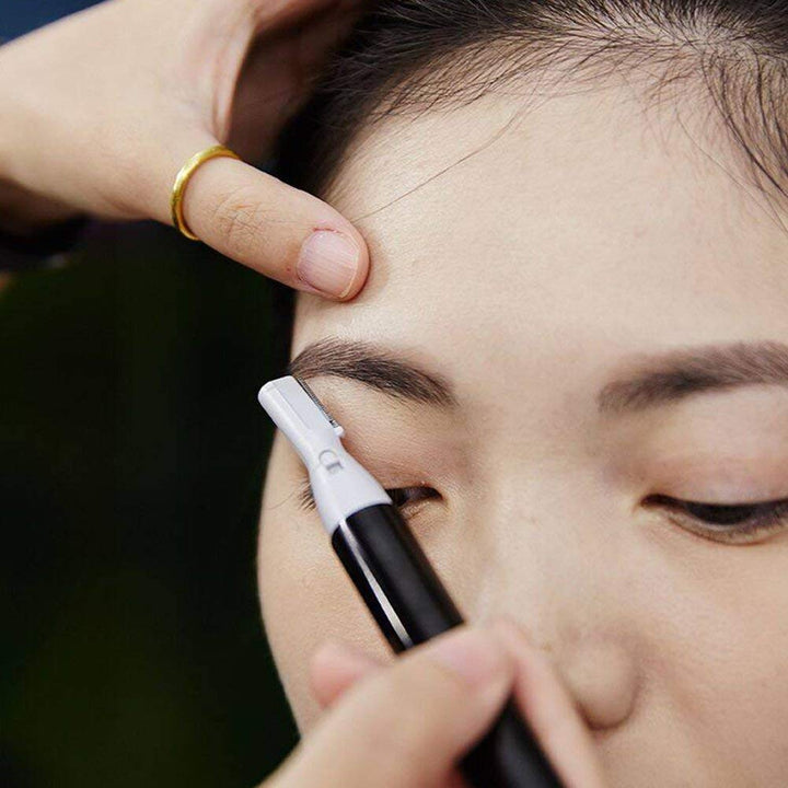 Portable Electric Lady Facial Trimmer Shaver Eyebrow Shaper Pen Hair Remover Removal Safety Beauty Knife (Black)