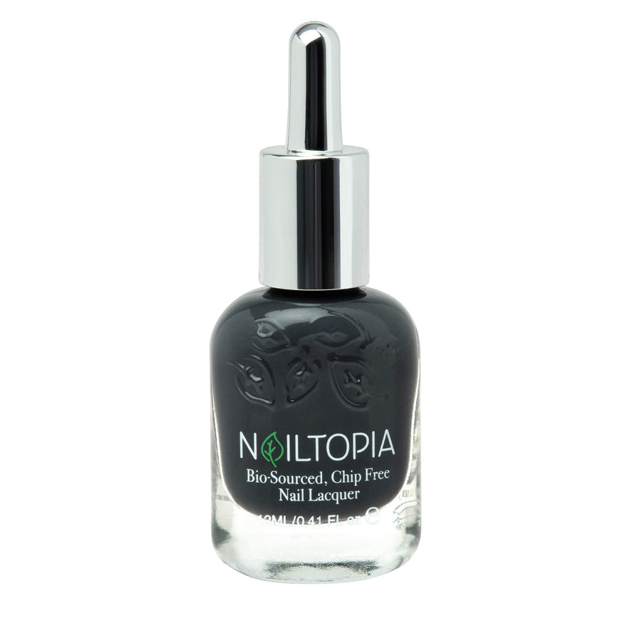 - Plant-Based Chip Free Nail Lacquer - Non Toxic, Bio-Sourced, Long-Lasting, Strengthening Polish - Back to Basics (Dark Grey) - 0.41oz