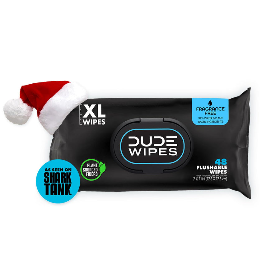 DUDE Wipes Flushable Wipes - 1 Pack, 48 Wipes - Unscented Extra-Large Wet Wipes with Vitamin-E & Aloe for at-Home Use - Septic and Sewer Safe