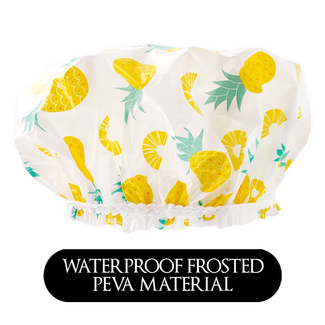 Reusable Vinyl Shower Cap & Bath Cap, Frosted PEVA Elastic Stretch Hem, Multi-Use Waterproof Stretchy Hair Cap for all Hair Lengths - Hipster Cielo For Women