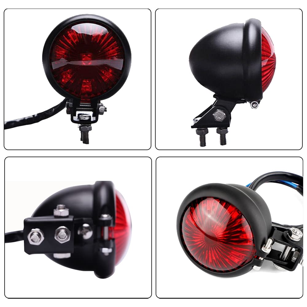 Motorcycle Tail Light Red 8 LED Stop Lamp Compatible With Chopper Bobber Cafe Racer Bike