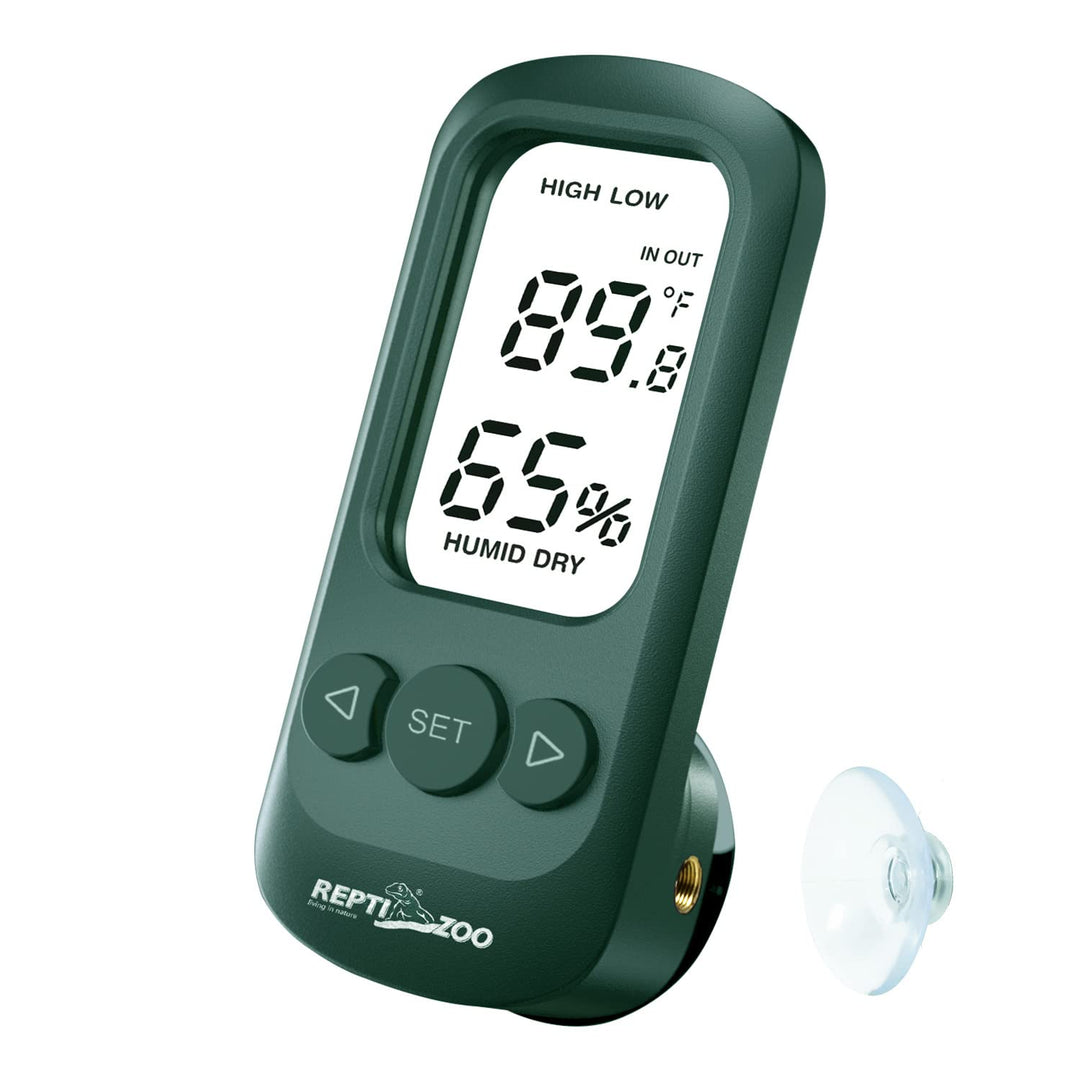 Digital Thermometer Hygrometer, High Presicion Sensitive Thermometer and Humidity Gauge for Reptile Terraium Aquarium with High and Low Alarm Function, Large Screen & 3-Sides Mounting