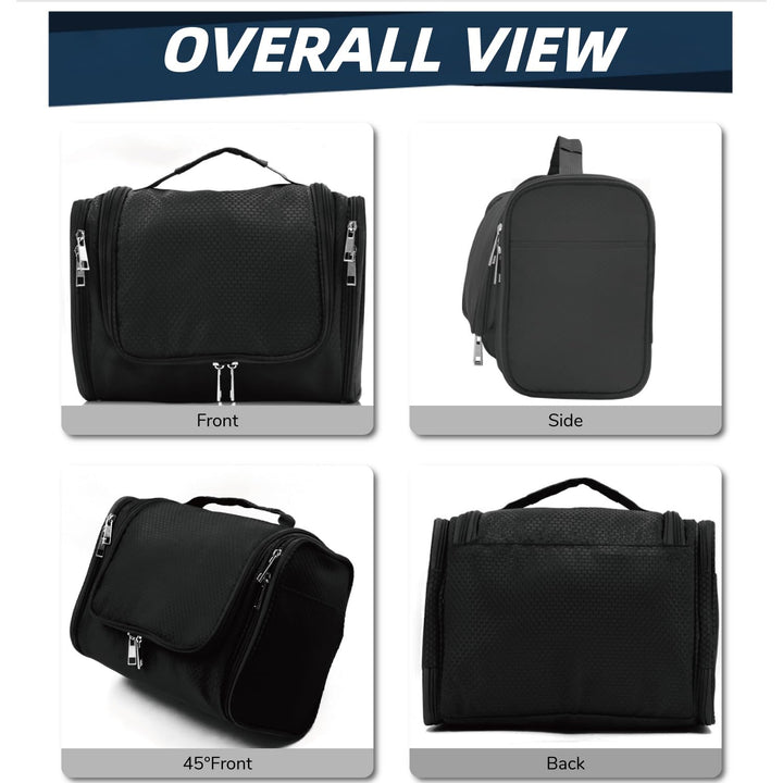 Large Capacity Toiletry Bag for Women and Men, Hanging Toiletry Organizer Cosmetics Makeup Bag, Water-resistant Dopp kit Shaving Bag for Full Sized Toiletries, Travel Essentials (Black)