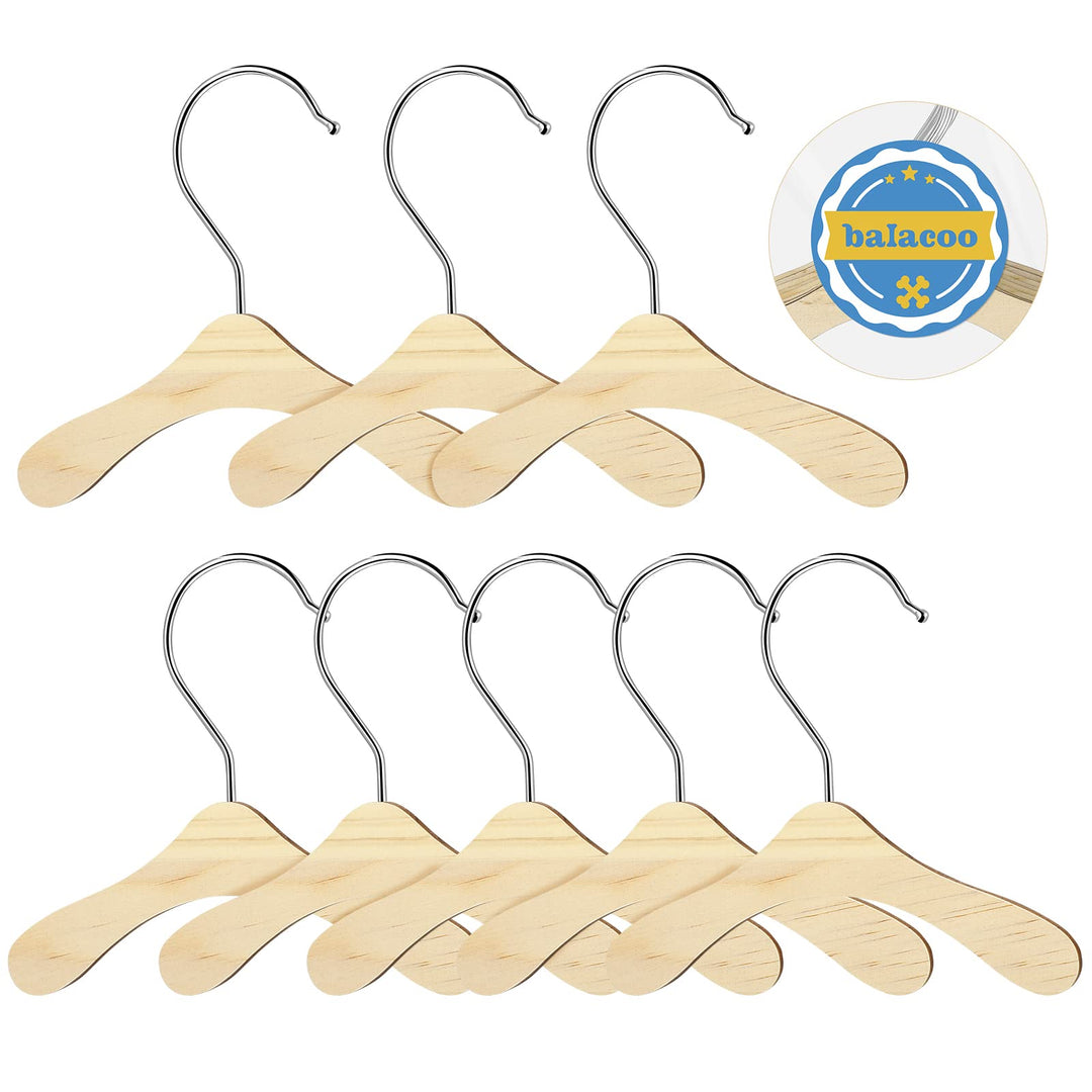 Balacoo 10pcs Pet Clothes Hanger Wooden Clothes Apparel Hangers for Dog Cat Mini Clothes Hanger for Doll Pet Puppy Dogs Clothes Rack Hangers 14cm