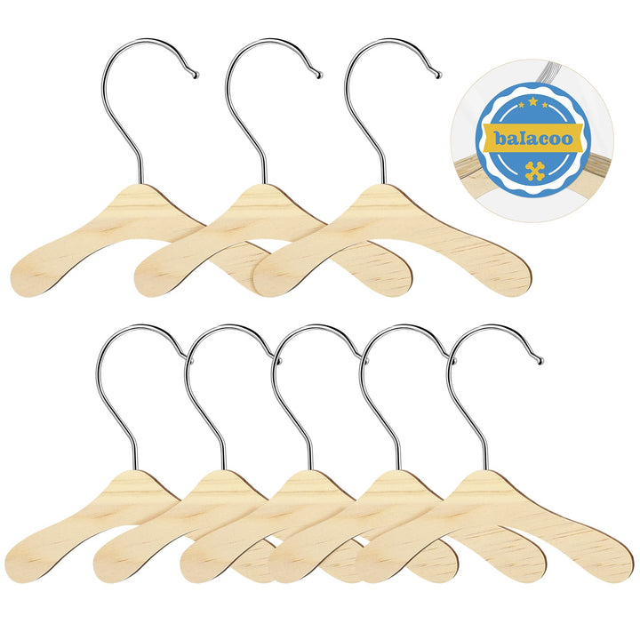 Balacoo 10pcs Pet Clothes Hanger Wooden Clothes Apparel Hangers for Dog Cat Mini Clothes Hanger for Doll Pet Puppy Dogs Clothes Rack Hangers 14cm