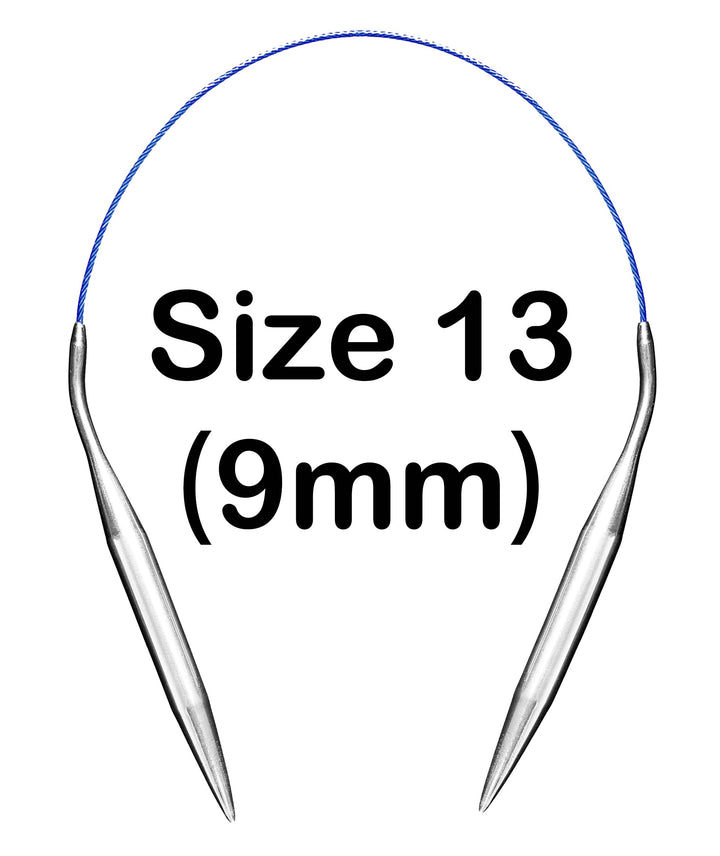Size 13 Circular Knitting Needles 16 Inch Set Round Metal Kit