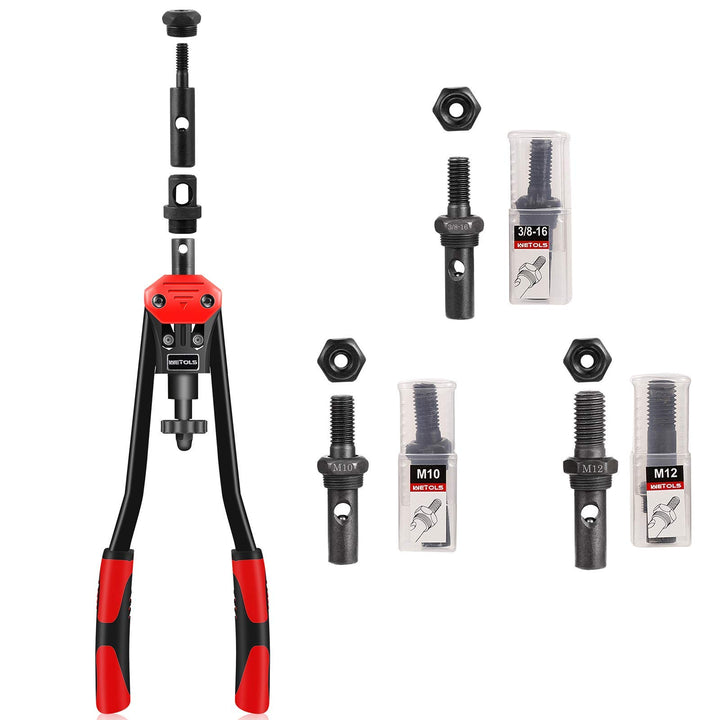 11Pcs Rivet Nut Tool Replacement Mandrels of WE882/WE889, Rivet Nut Tool Accessories Set M3 M4 M5 M6 M8 M10 M12, 10-24, 1/4-20, 5/16-18, 3/8-16 Rivet Nut Tool Spare Parts