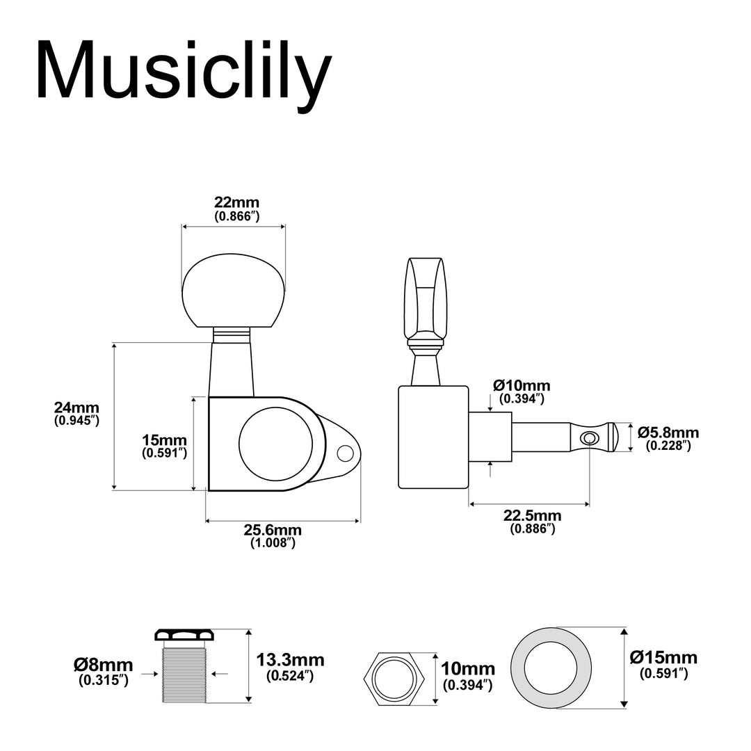 3+3 Epi Style Guitar Machine Head Sealed Tuners Tuning Pegs Set for Les Paul Style Electric Guitar or Acoustic Guitar Half Moon Button Chrome
