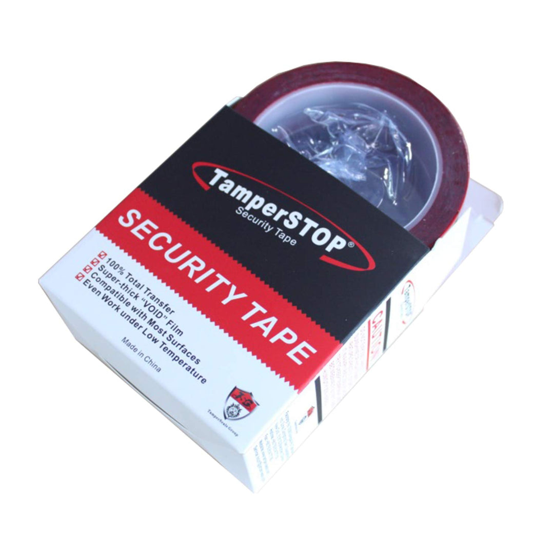 - 2 Rolls Precut 100% Total Transfer Tamper Resistant Security Packaging Tapes for Evidence Collection (1 Inch x 55 Yards x 2 Mil, Ultra-Thick “Void” Film, Red)
