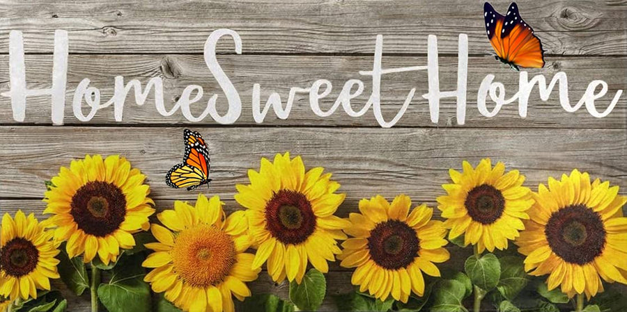 UB 5D Diamond Painting Kits for Adults Large Diamond Art Home DIY Full Drill Embroidery Retro Word Wall Crafts for Living Room Decor Home Sweet Home and Sunflower 14 x 28 in