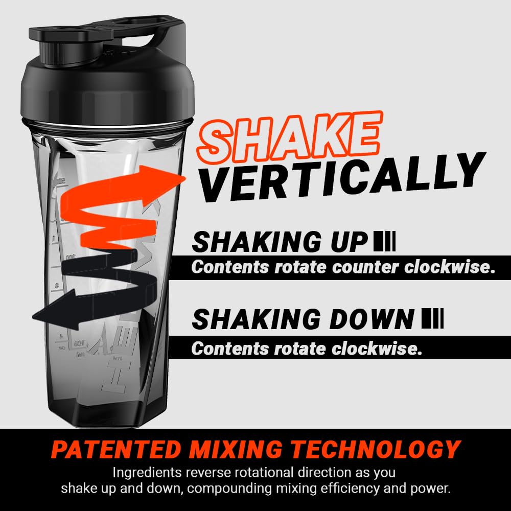 2.0 Vortex Blender Shaker Bottle Holds upto 28oz | No Blending Ball or Whisk | USA Made | Portable Pre Workout Whey Protein Drink Cup | Mixes Cocktails Smoothies Shakes | Top Rack Safe
