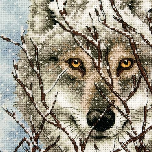 Dimensions Gold Collection Counted Cross Stitch Kit, Wolf, 18 Count White Aida, 5'' x 7''