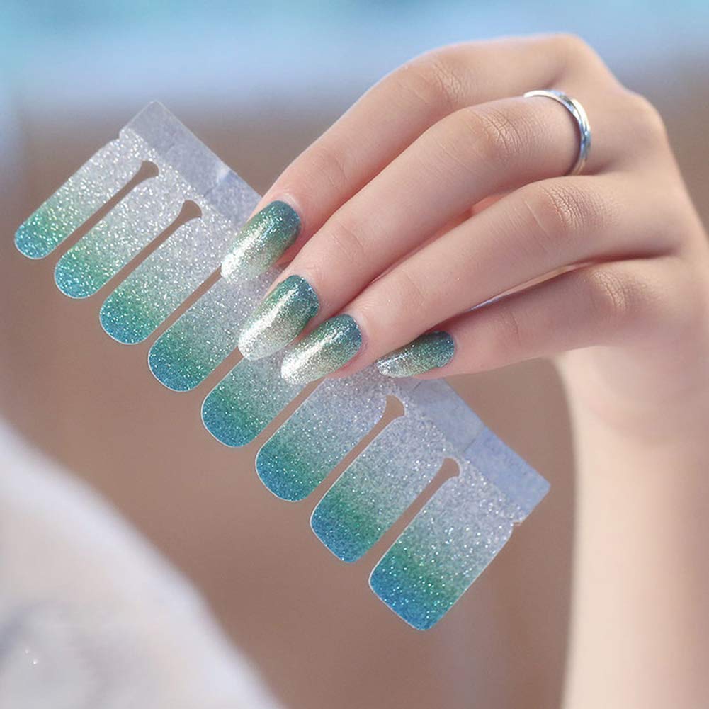 6Pcs Nail Polish Stickers With 1Pc Nail File Kit Full Nail Tips Nail Self Adhesive Stickers Nail Designs Set