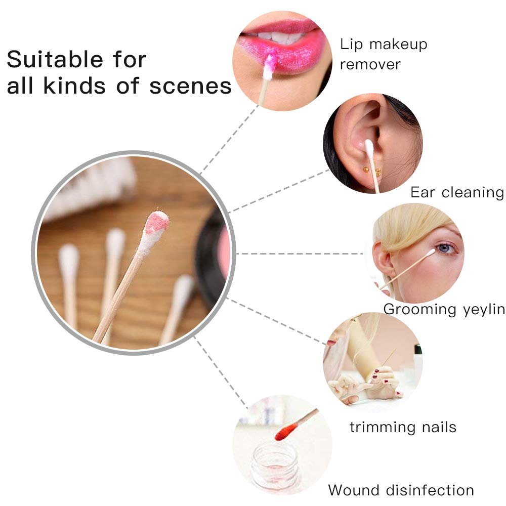 Iebeauty Cotton Swabs Swab Applicator Q-tip 100 Pieces 6 EXTRA LONG Wood Handle STURDY!