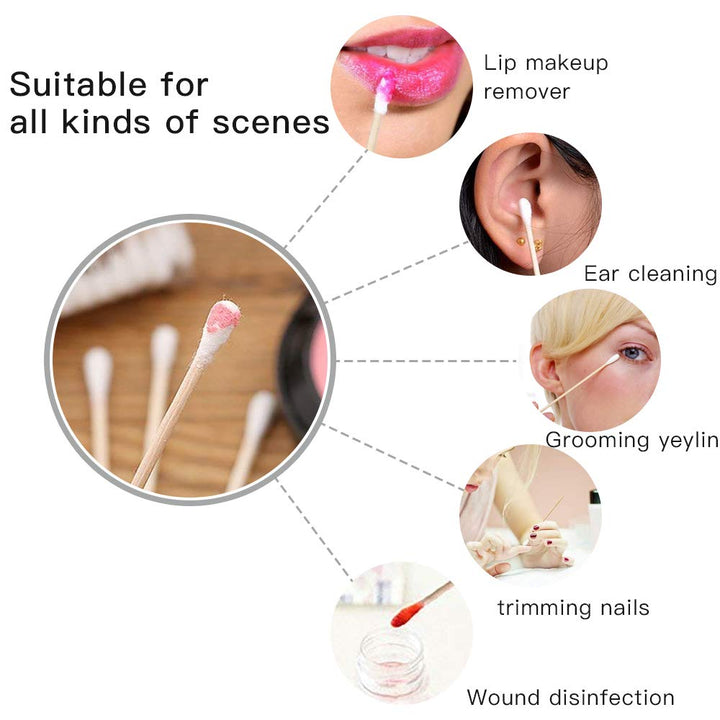 Iebeauty Cotton Swabs Swab Applicator Q-tip 100 Pieces 6 EXTRA LONG Wood Handle STURDY!