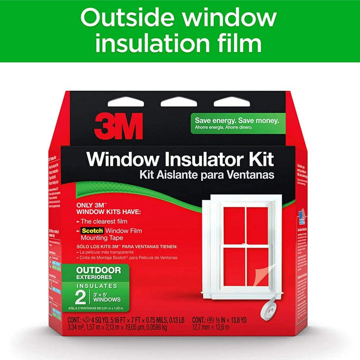 Outdoor Window Insulation Kit, Clear Window Film for Heat and Cold, 5.16 ft. x 7 ft., Covers Two 3 ft. x 5 ft. Windows