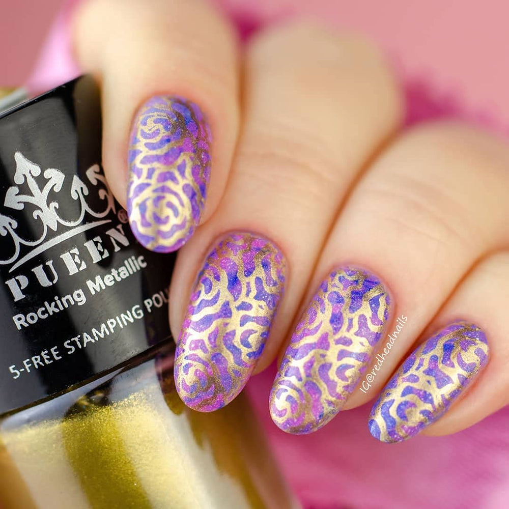 Rocking Metallic Nail Art Stamping Polish Most Wanted Color Collection - (601 - Silver Dust + 603 - Golden Delicious) 12ml Each - BH000871