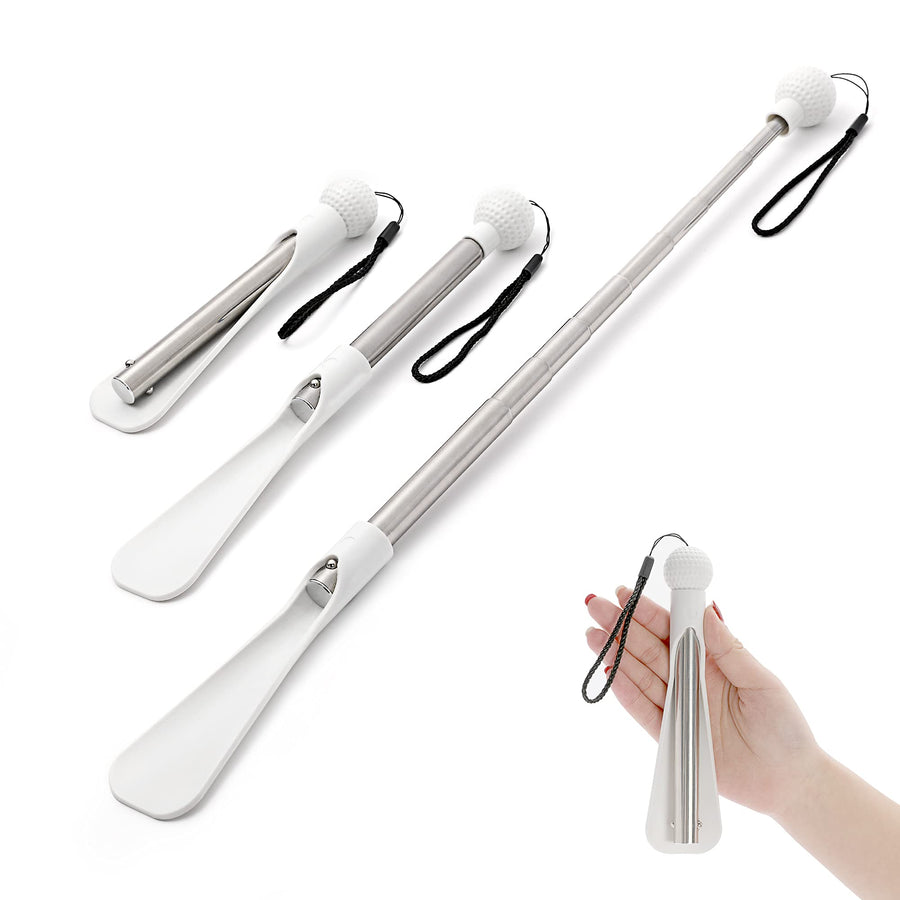 36.2 Extra Long Retractable Shoehorn - Mini Adjustable White Shoe Horn Long Handle for Woman Seniors